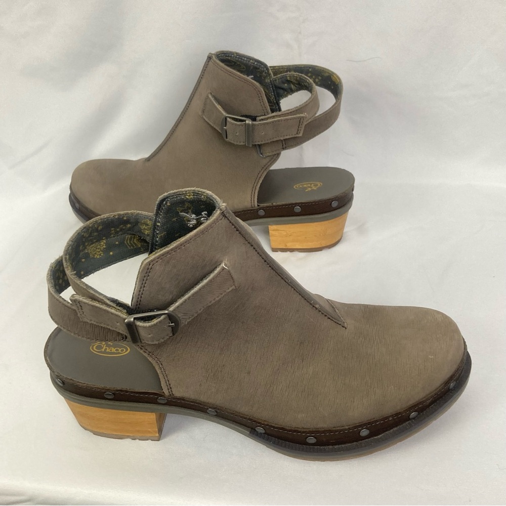 Chaco Cataluna Clog Womens Taupe Leather 8.5 Strap Boot Comfort Boho Western EUC - Picture 6 of 10
